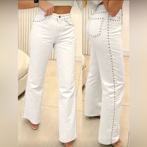 White Studded Jeans